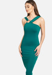 Fitted Asymmetric Midi Dress