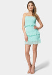 Smocked Short Polyester Dress With Ruffles