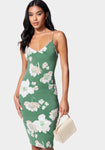 Floral Print Spaghetti Strap Bodycon Dress/Midi Dress