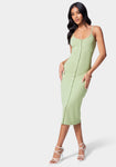 Button Front Ribbed Midi Dress