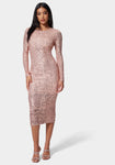 Sequined Open-Back Polyester Cowl Neck Party Dress by Bebe