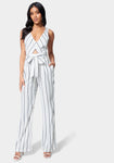 Cutout Striped Print Sleeveless Spring Jumpsuit