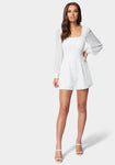 Swiss Dot Sleeve Romper With Trim Detail