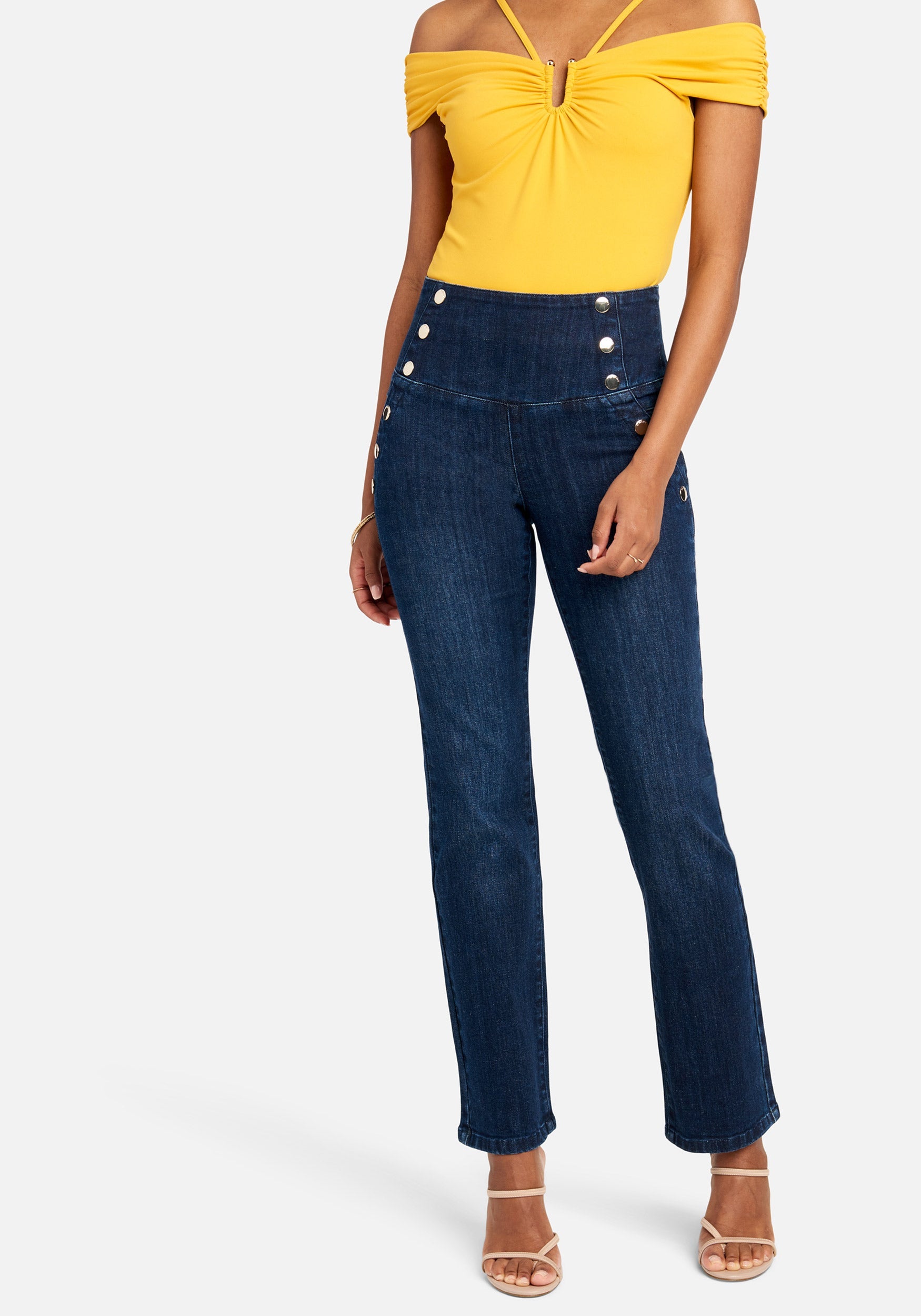  Apparel > Bottoms > Pants-High Waist Straight Leg Jeans