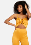 Cutout Ruched Polyester Spaghetti Strap Jumpsuit
