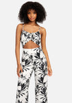 Floral Print Polyester Spaghetti Strap Cutout Ruched Jumpsuit
