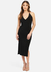 Halter Plunging Neck Slit Dress by Bebe