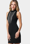 Tall A-line High-Neck Hidden Back Zipper Short Sleeveless Dress