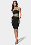 Tall Contrast Trim Hidden Back Zipper Halter Bandage Dress