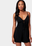 Tiered Waist Tie Front Romper