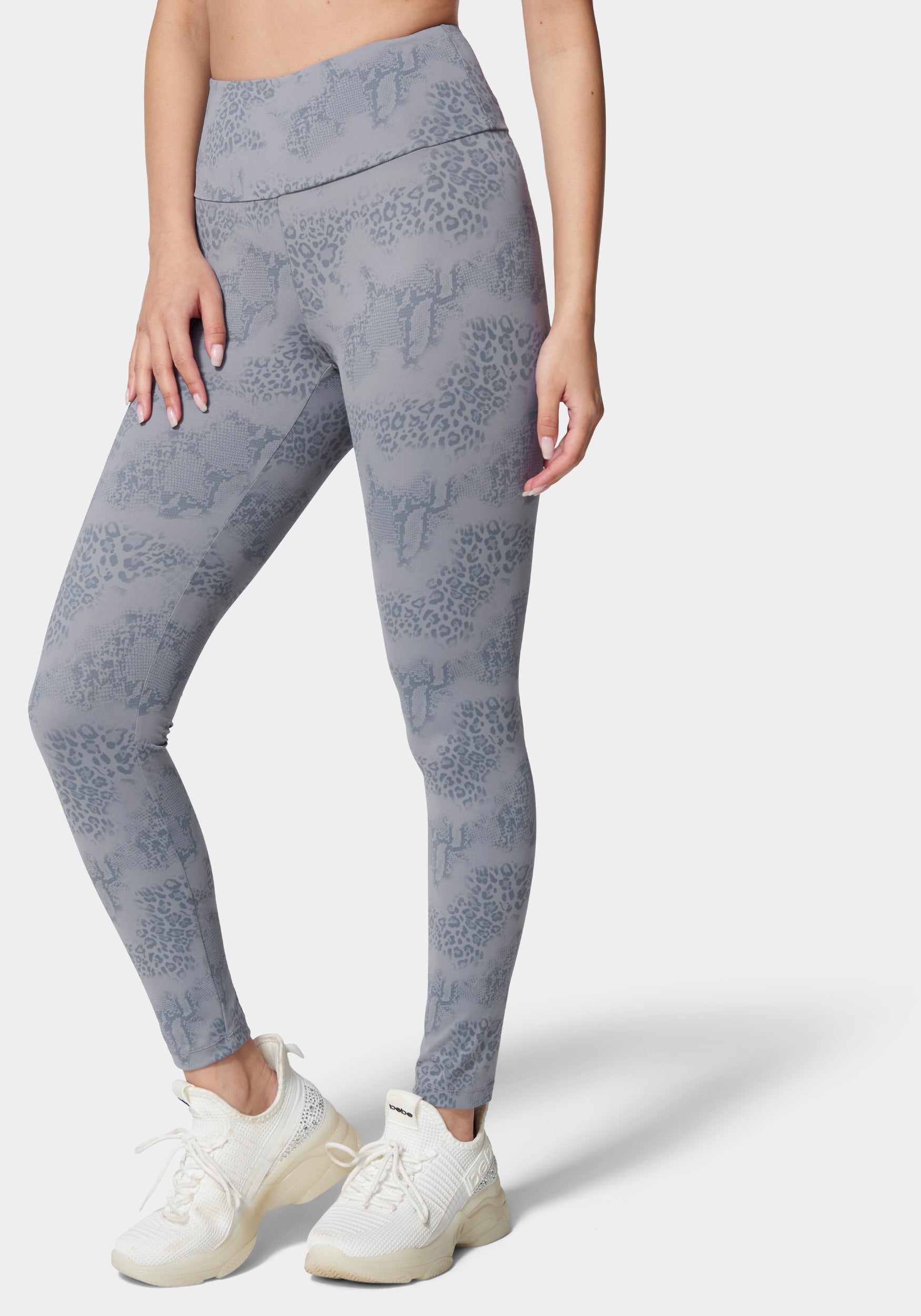  Apparel > Bottoms > Pants > Joggers-Bebe Logo Foiled Print Knit Legging