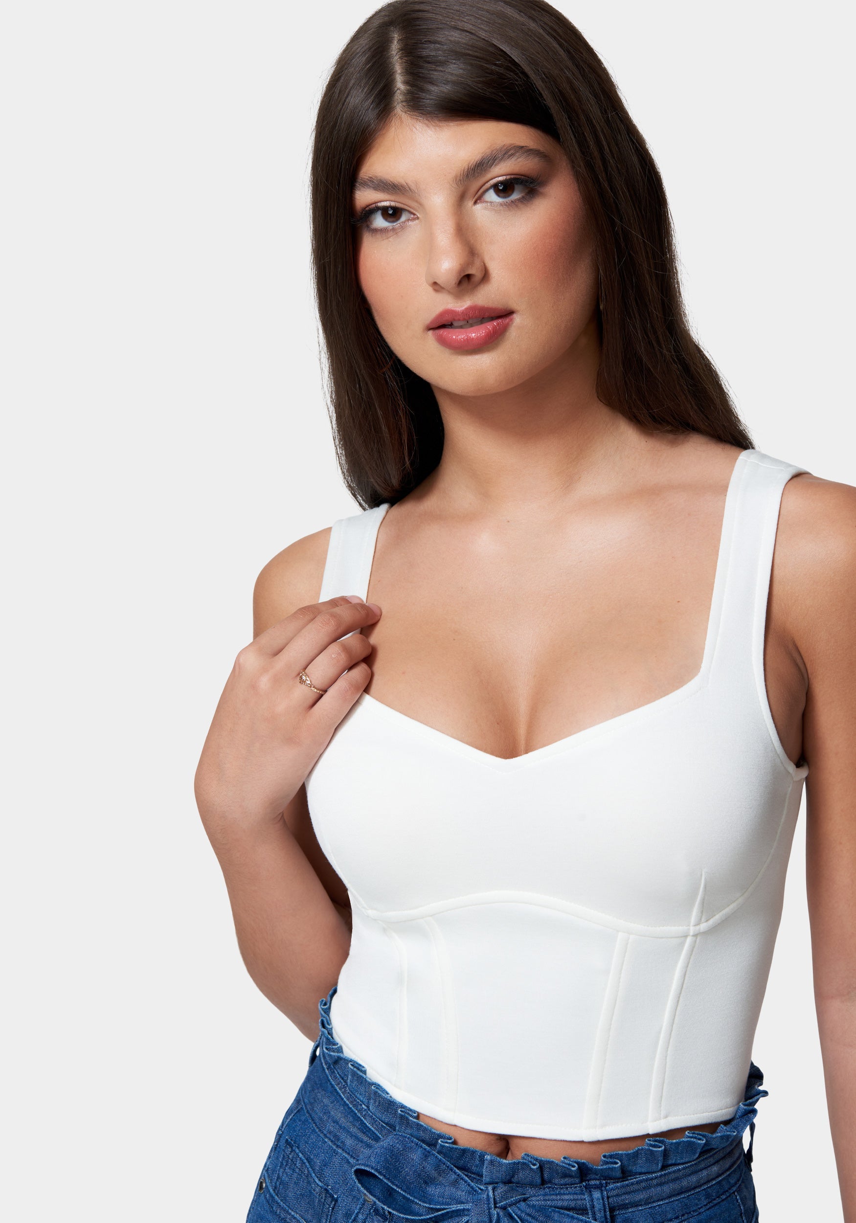  -Cropped Scuba Corset Top