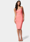 Cocktail Square Neck Hidden Back Zipper Bandage Dress/Midi Dress