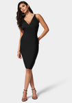 V-neck Back Zipper Plunging Neck Bandage Dress/Midi Dress