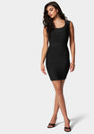 Back Zipper Short Scoop Neck Cap Sleeves Bandage Dress