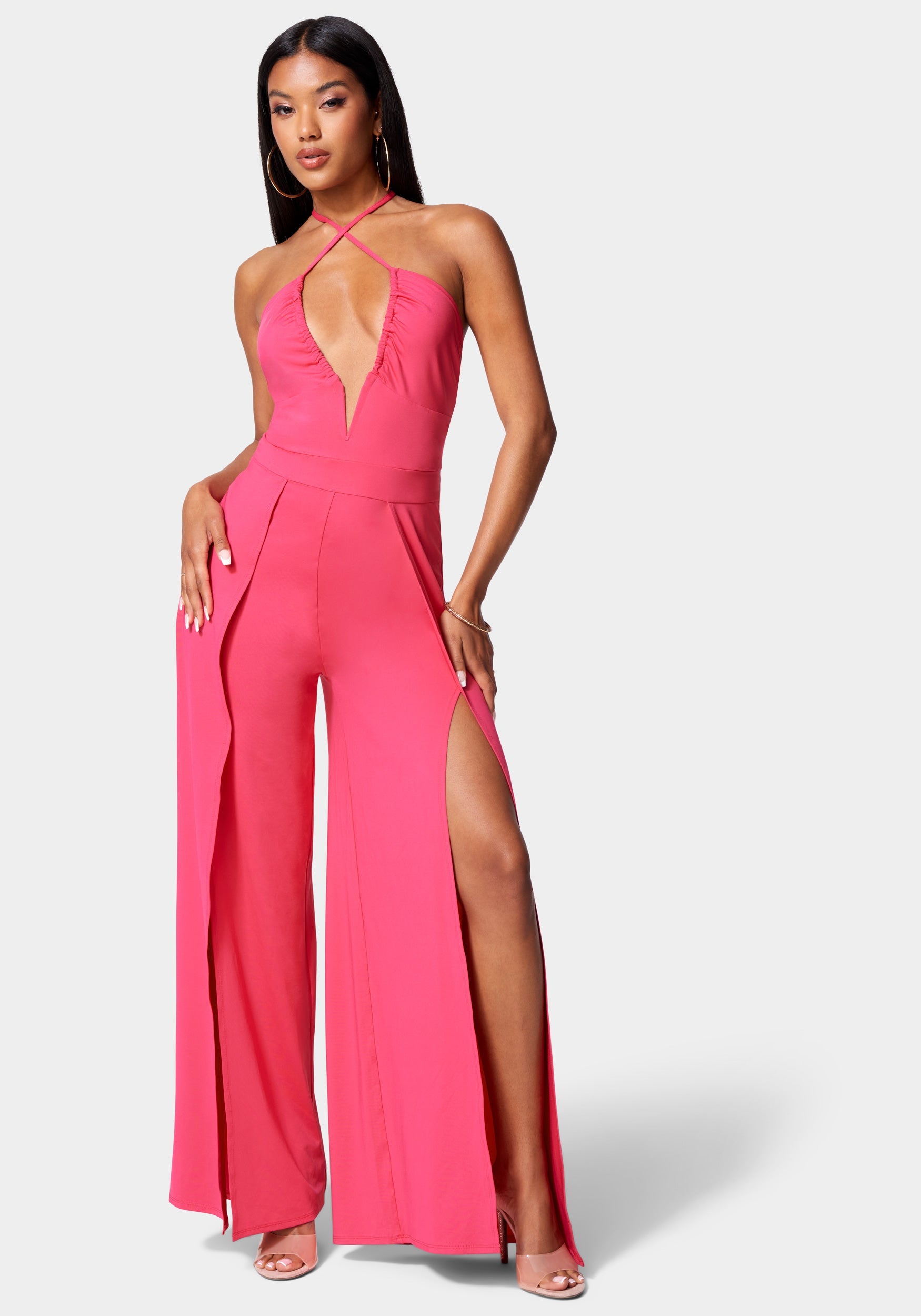  -Strappy Slit Leg Jumpsuit