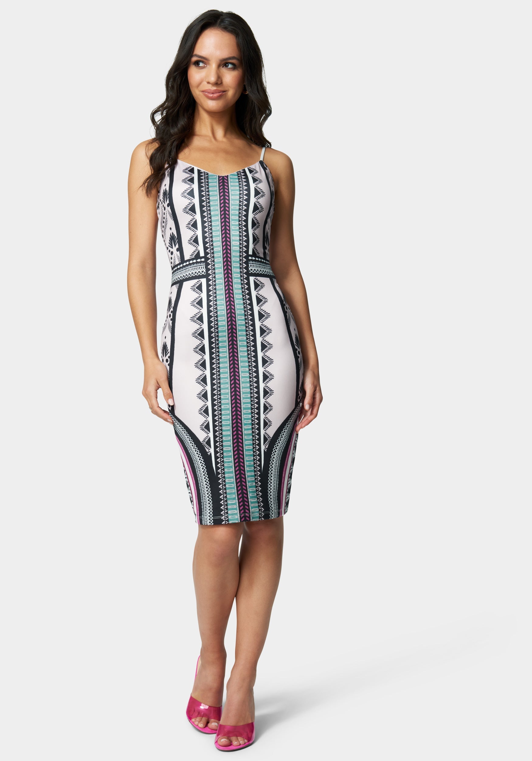  Accessories > Jewelry > Bracelets-Printed Knit Midi Dress