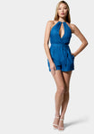 V-neck Tie Waist Waistline Summer Pocketed Keyhole Romper