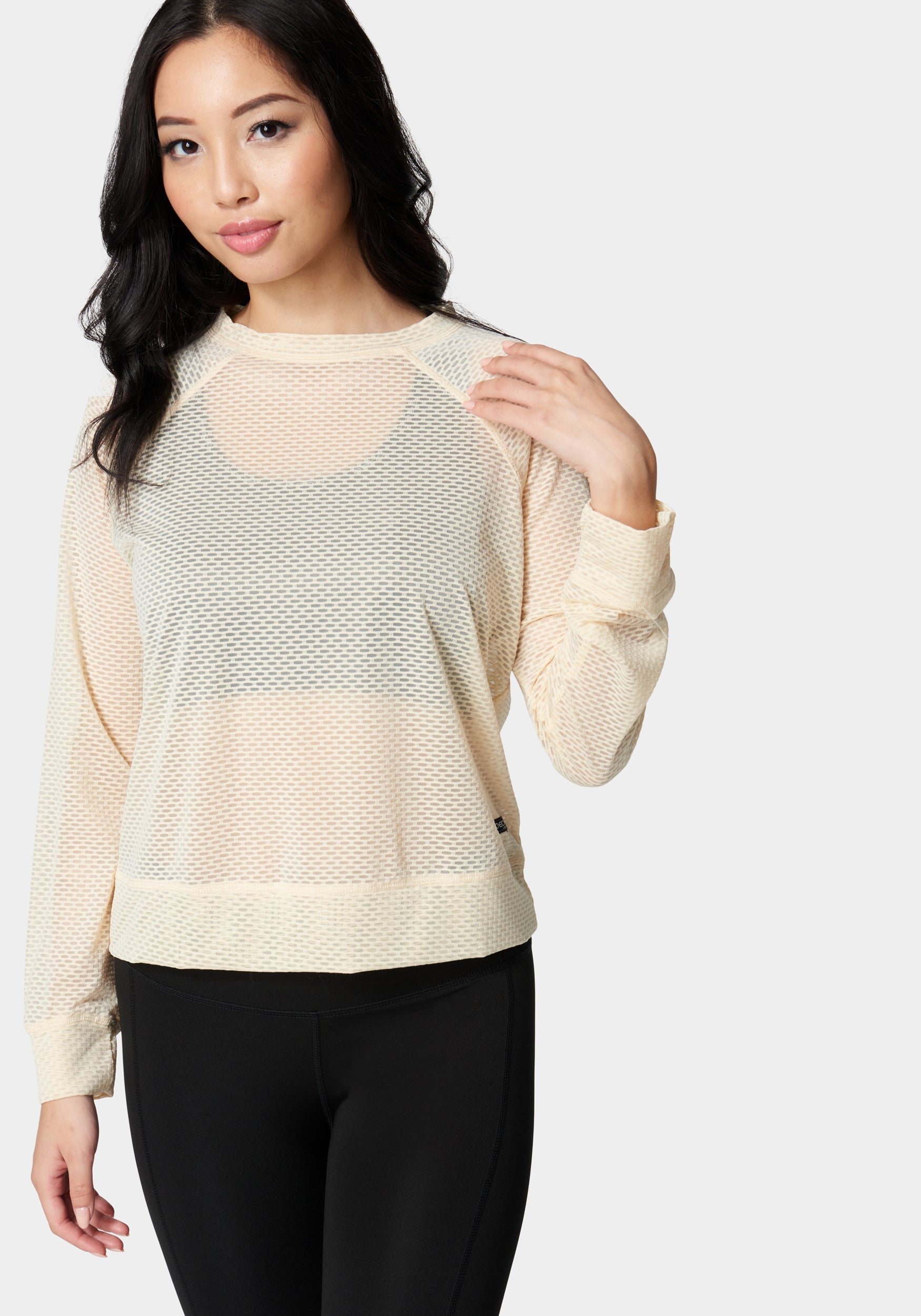  -Bebe Logo Mesh Long Sleeve Top