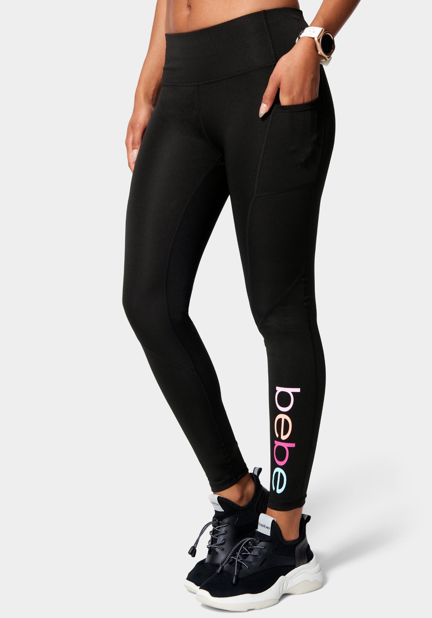  Apparel > Bottoms > Pants-Bebe Logo Color Block Legging