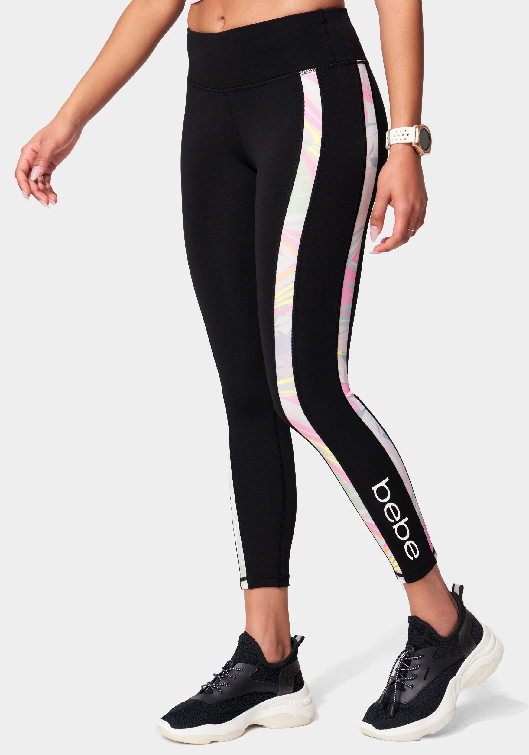 Bebe Legging With Color Block Logo