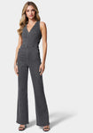 Corset Waistline Vintage Back Zipper Lace-Up Plunging Neck Jumpsuit