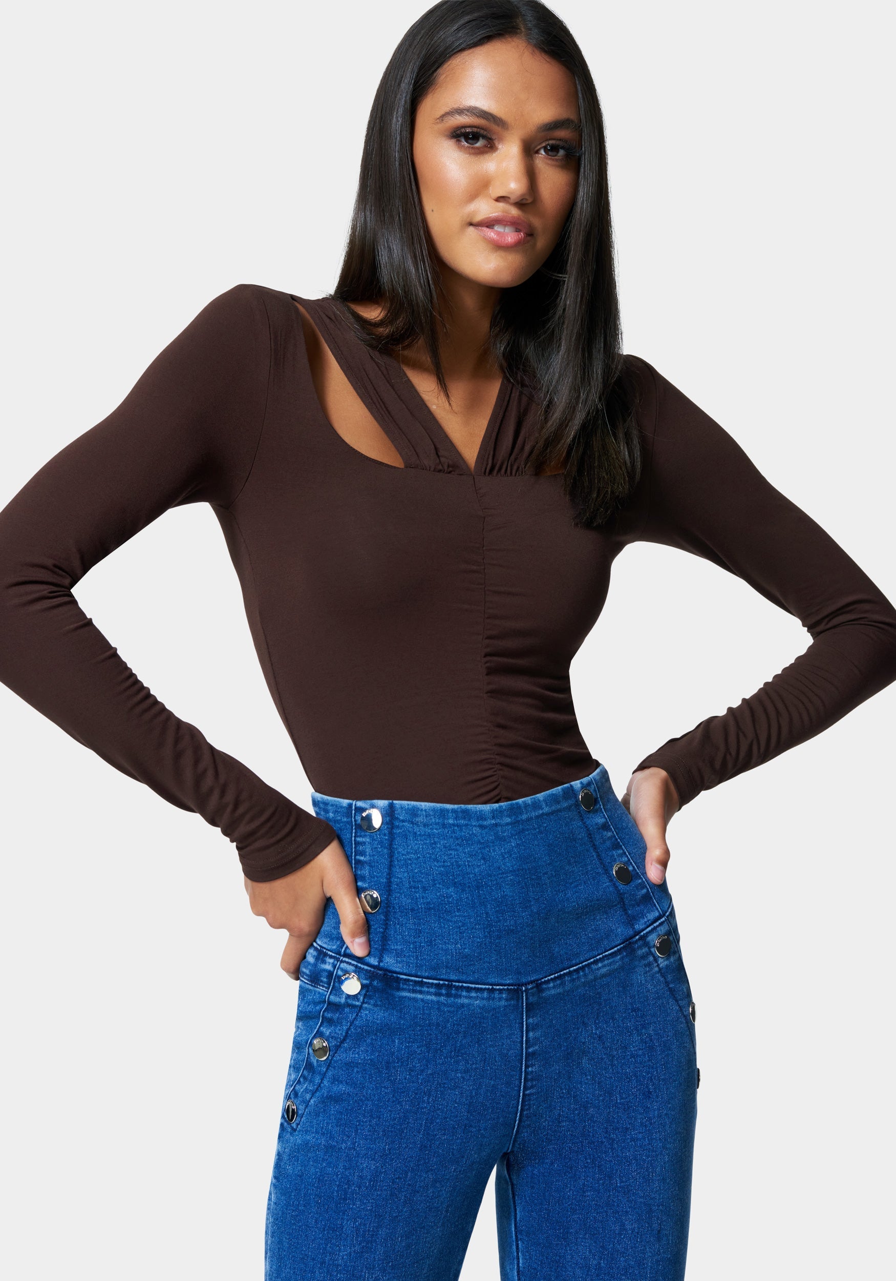  -Cut Out Ruched Top