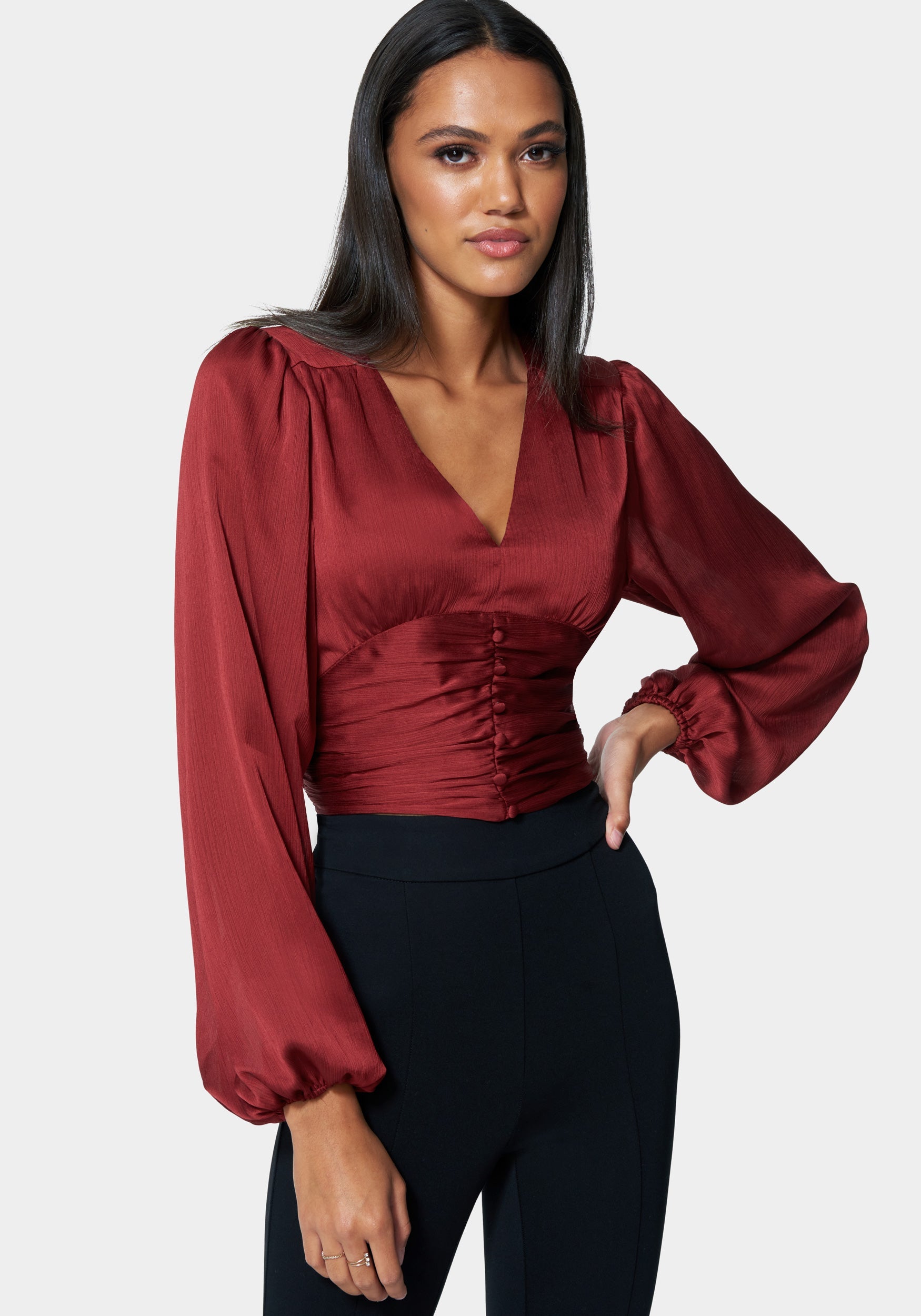  -Deep V Front Button Top