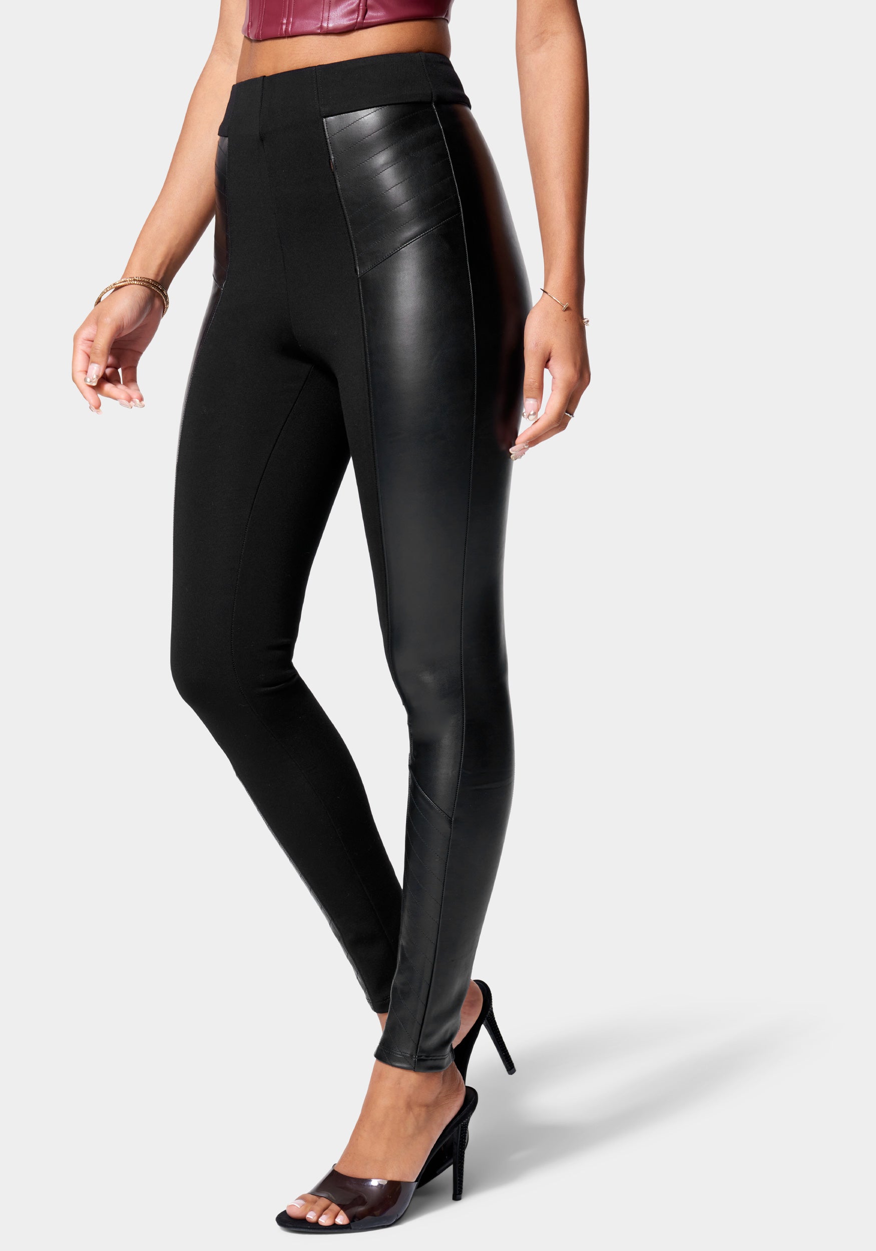  -Vegan Leather Knit Combo Legging