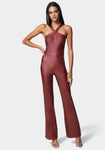 Halter Back Zipper Snap Closure Jumpsuit