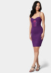 Hidden Back Zipper Lace-Up Mesh Corset Waistline Bodycon Dress