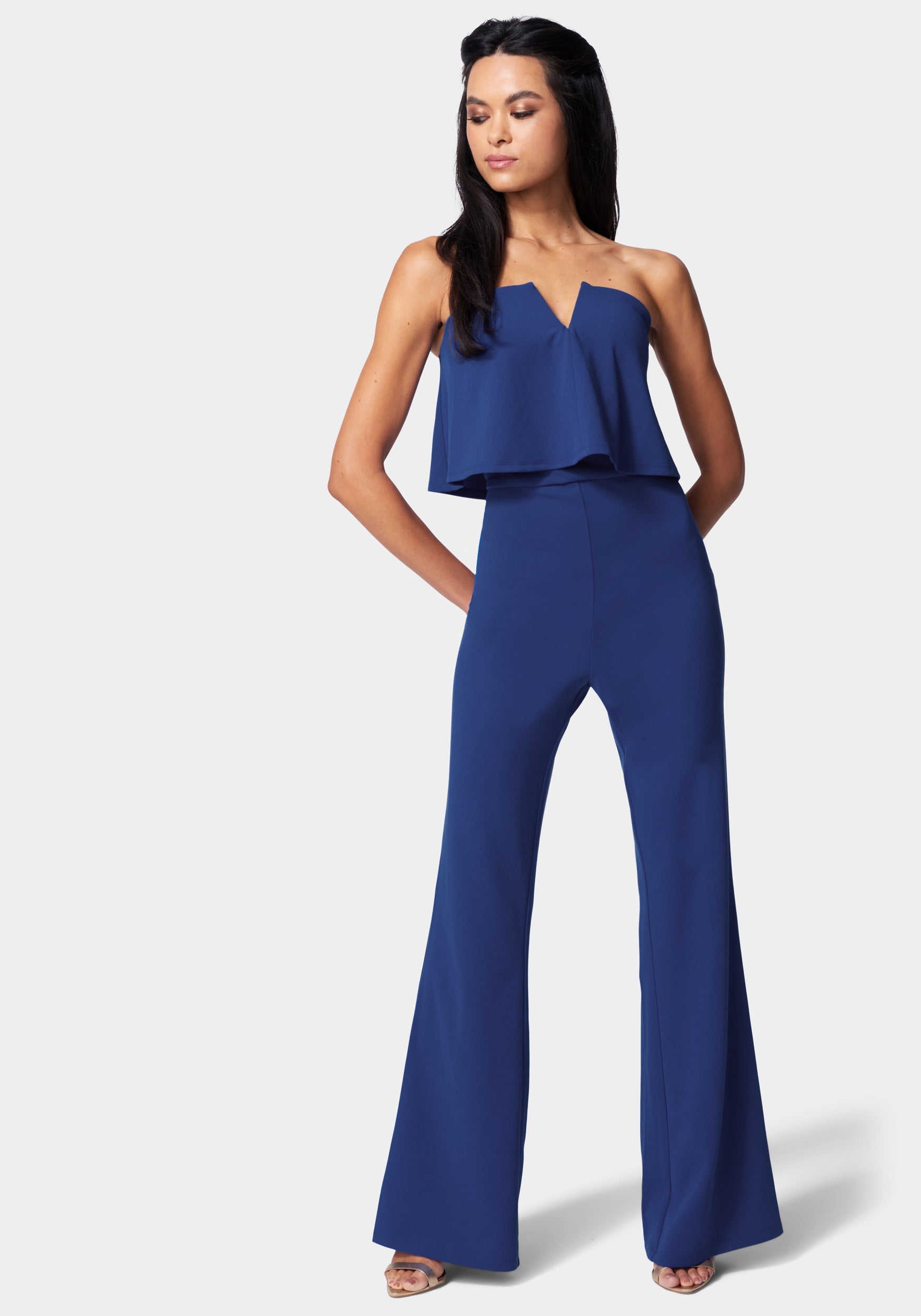 Ladies Dot Halter Sling Wide Leg Jumpsuit (L), snatcher