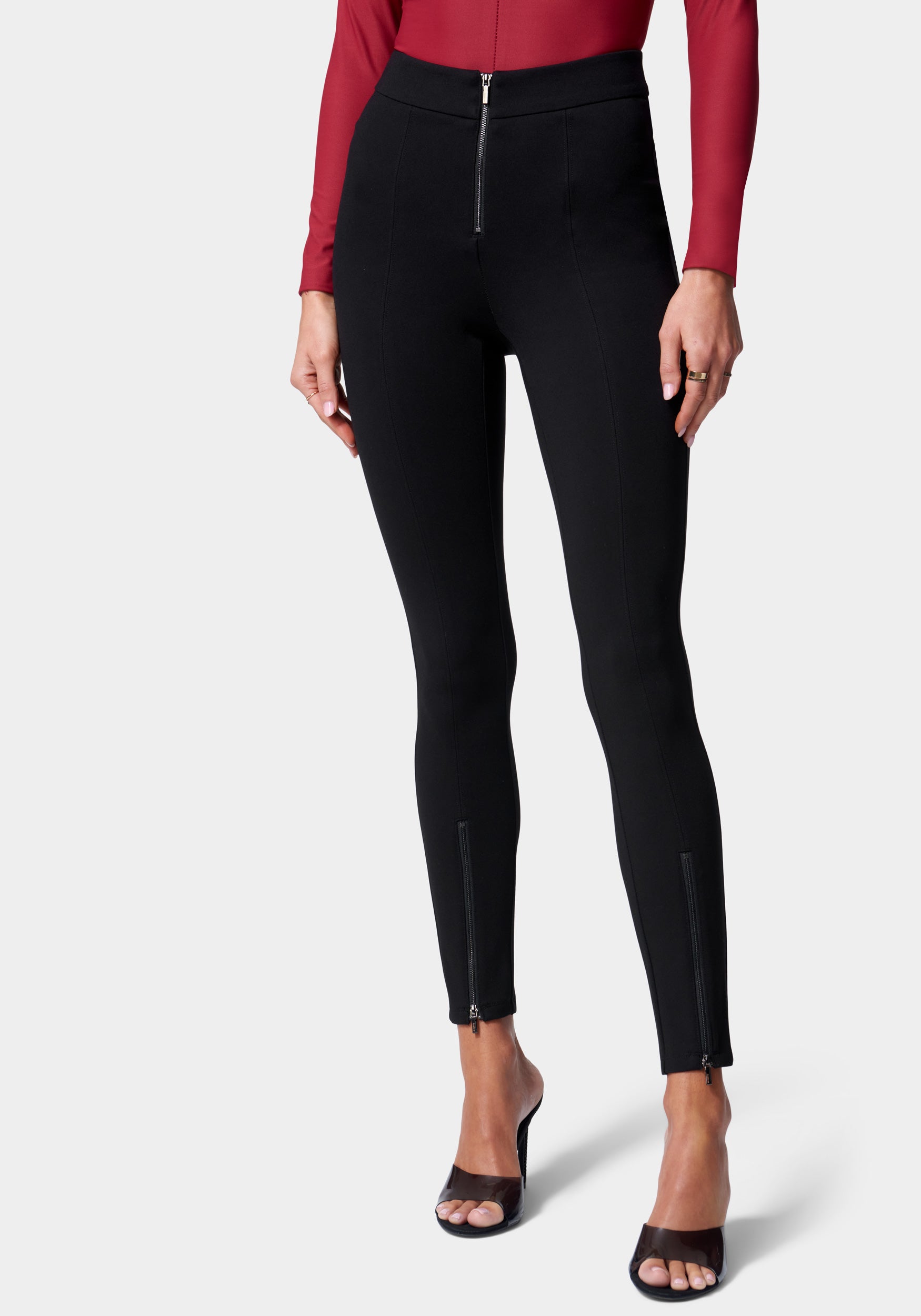  -Exposed Zipper Knit Legging