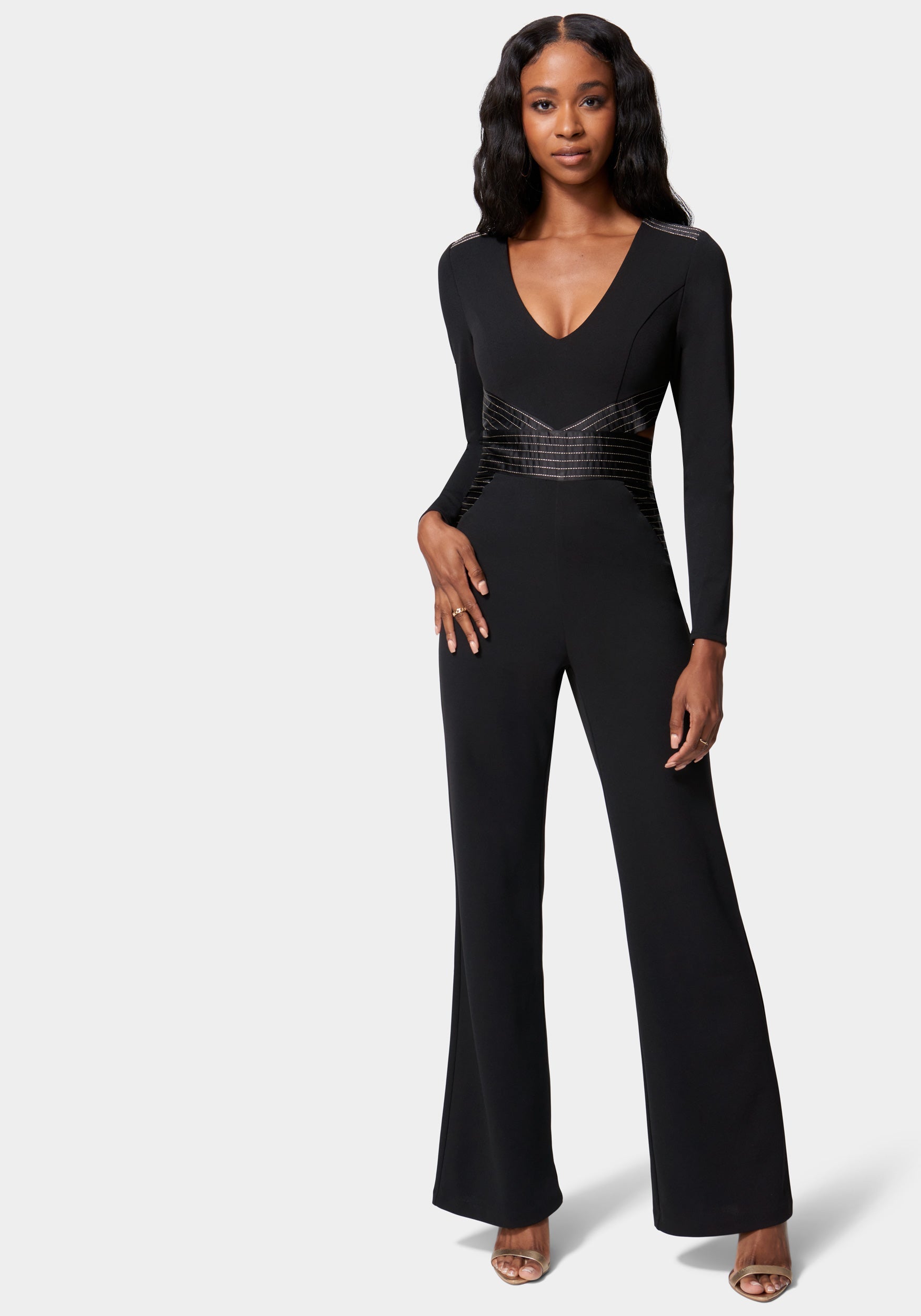  -Satin Tailored Multi Stitch Jumpsuit