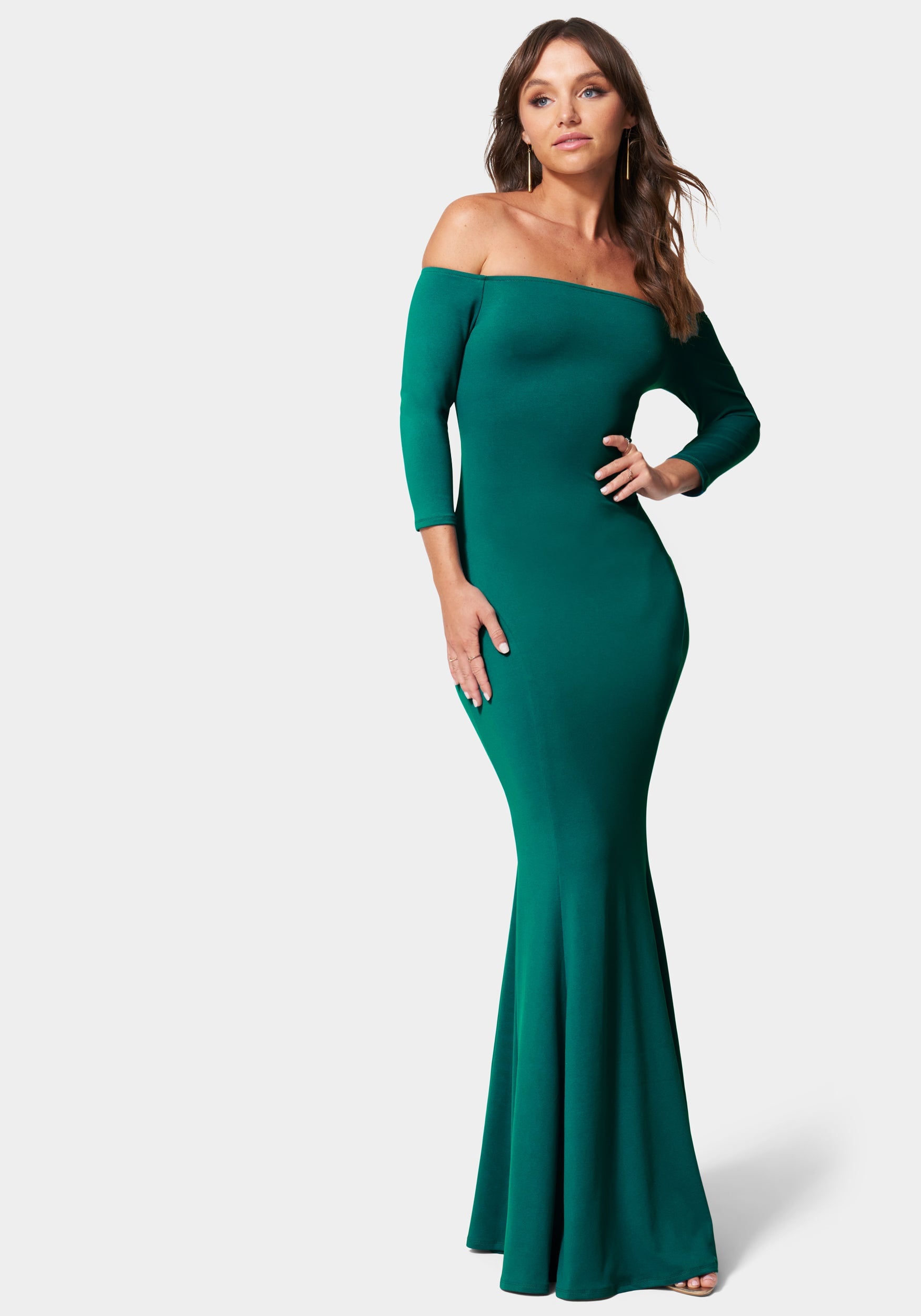  Accessories > Jewelry > Bracelets-Off Shoulder Knit Mermaid Gown