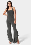 Tall Sexy Glittering Slit Jumpsuit With Ruffles