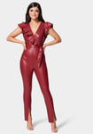 Vegan Leather Ruffle Jumpsuit