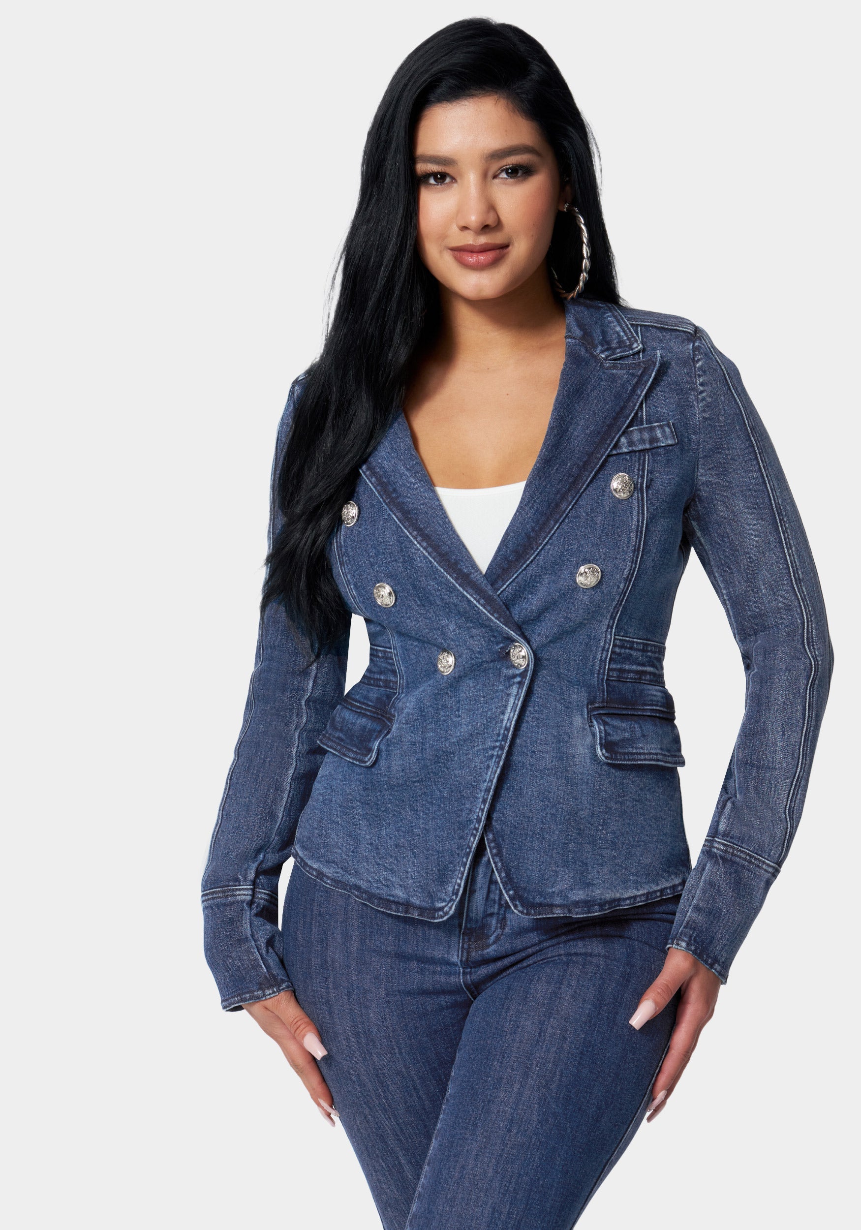  -Tailored Double Breasted Denim Jacket