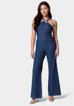 Halter Asymmetric Belted Evening Dress/Jumpsuit