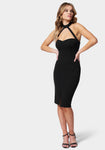 Halter Fitted Short Little Black Dress