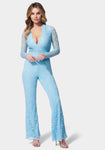 Elasticized Waistline Plunging Neck Jumpsuit