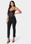 Mesh Corset Waistline Jumpsuit