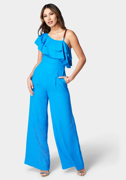 Asymmetric Beach Dress/Jumpsuit With Ruffles