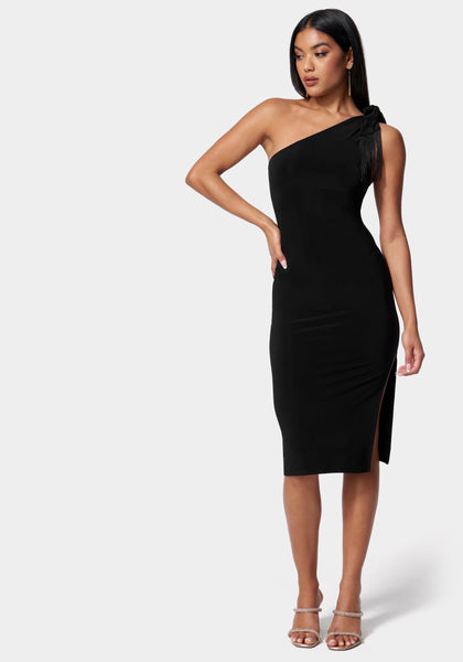 Sexy One Shoulder Cocktail Slit Bodycon Dress