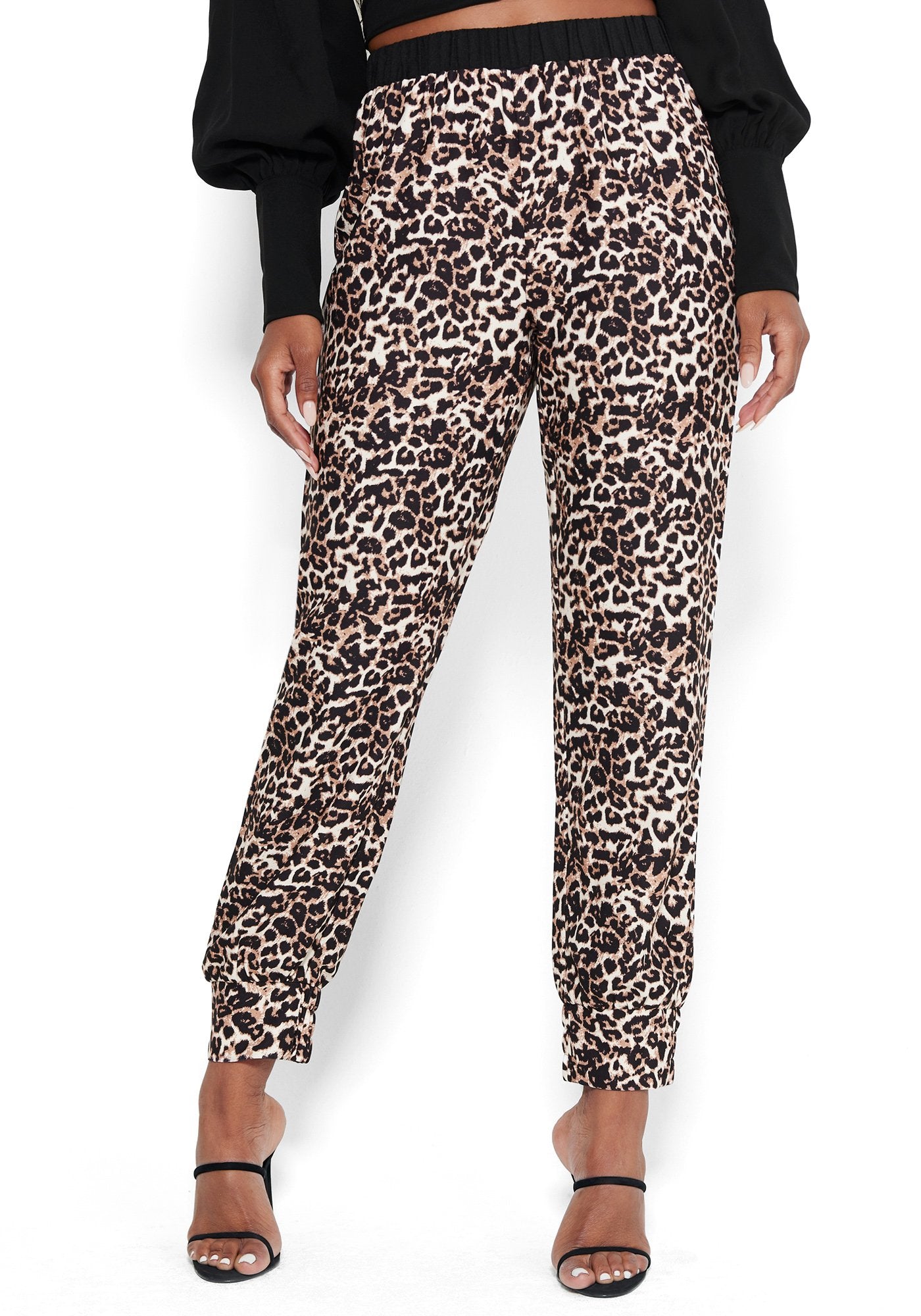 Leopard Crepe Jogger Pants Bebe