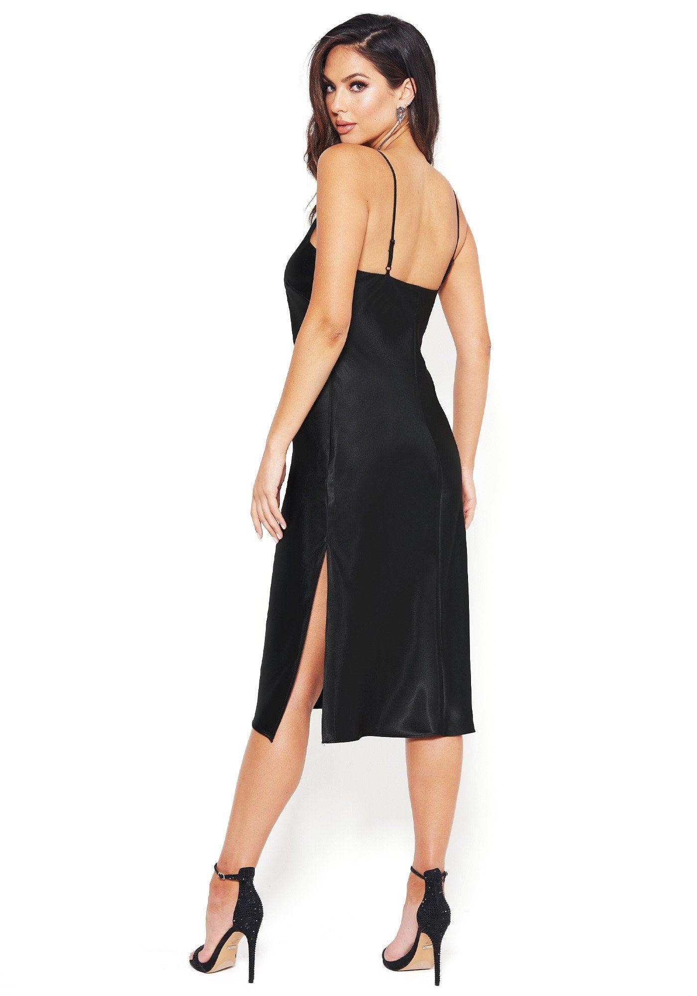 Satin Midi Slip Dress Bebe