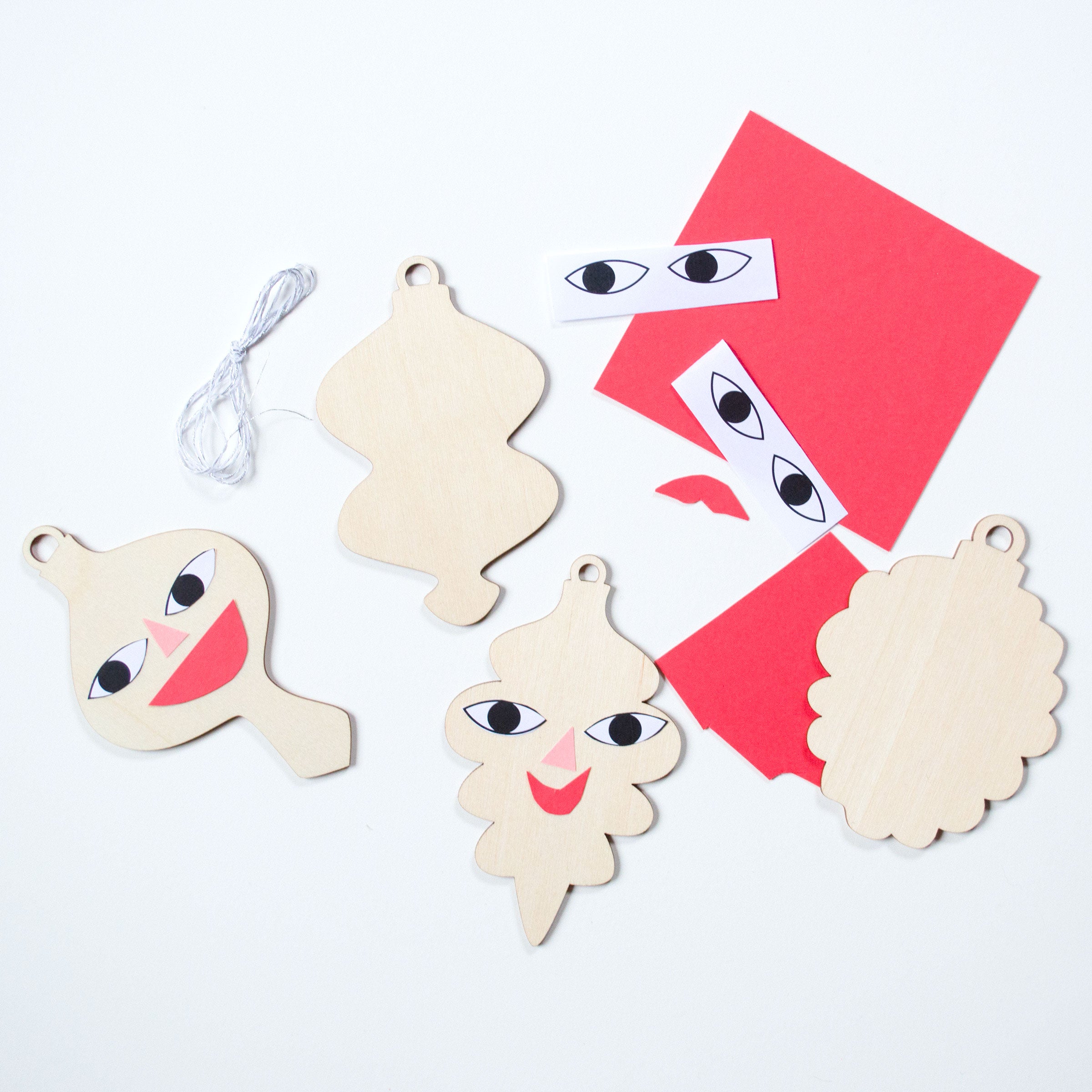 kits for decoration wooden Christmas tree ornaments with faces