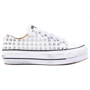 Converse All Star Borchie | Platform Bianche Basse | Racoon-LAB