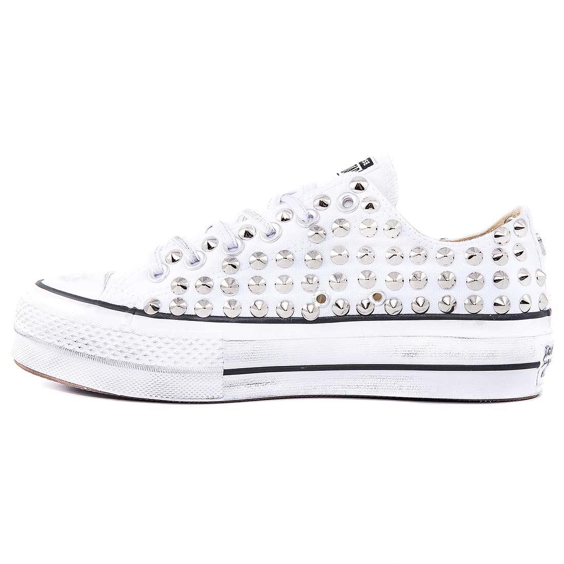 converse bianche basse con platform 40