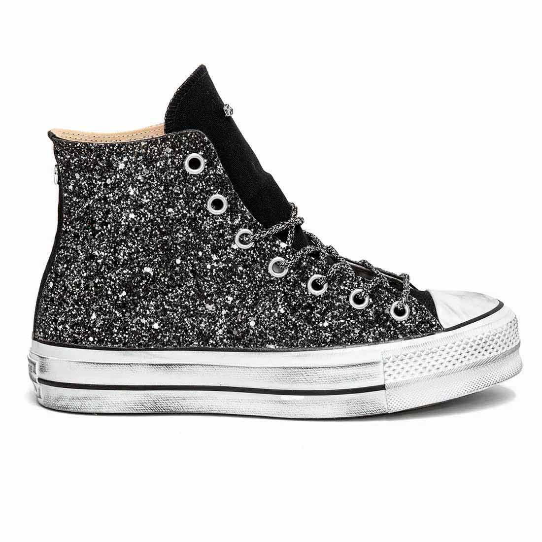 converse all star glitter nere